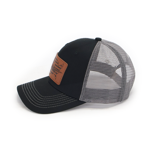 American Flag Aircraft hat — black front with gray mesh — side view