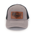 American Flag Aircraft hat — gray front with black mesh — front view