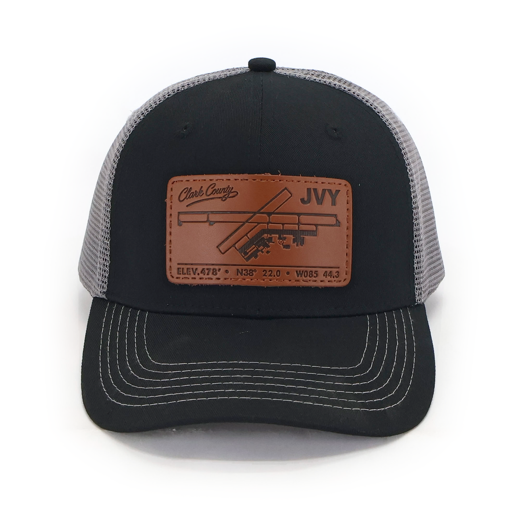 JVY Clark County Airport Diagram hat — black front with gray mesh — front view