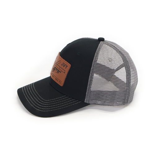 JVY Clark County Airport Diagram hat — black front with gray mesh — side view