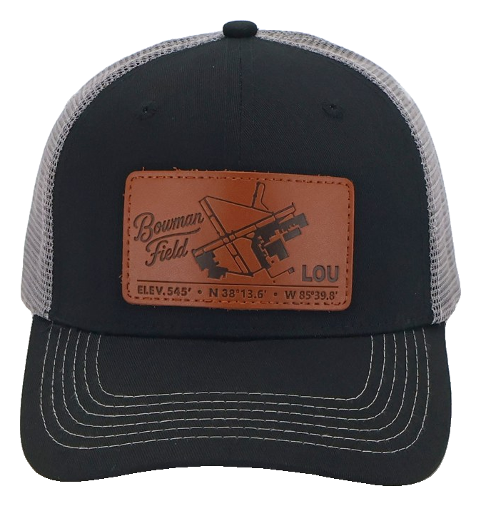 LOU Bowman Field – Airport Diagram Collection Hat — Black front / Gray mesh