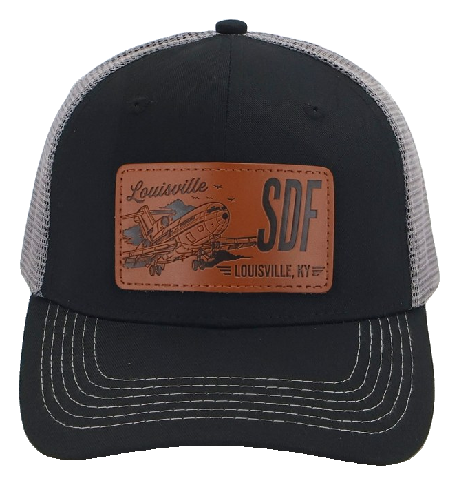 SDF Louisville 727 – Airport Heritage Collection Hat — Black front / Gray mesh