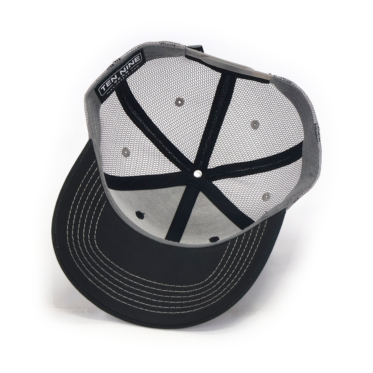SDF Louisville 727 hat — black front with gray mesh — interior view