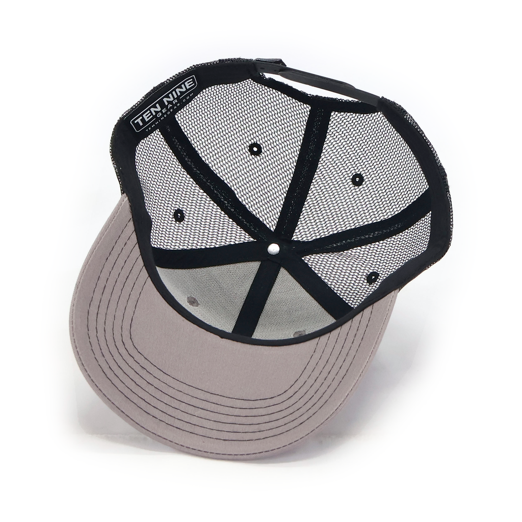 SDF Louisville 727 hat — gray front with black mesh — interior view