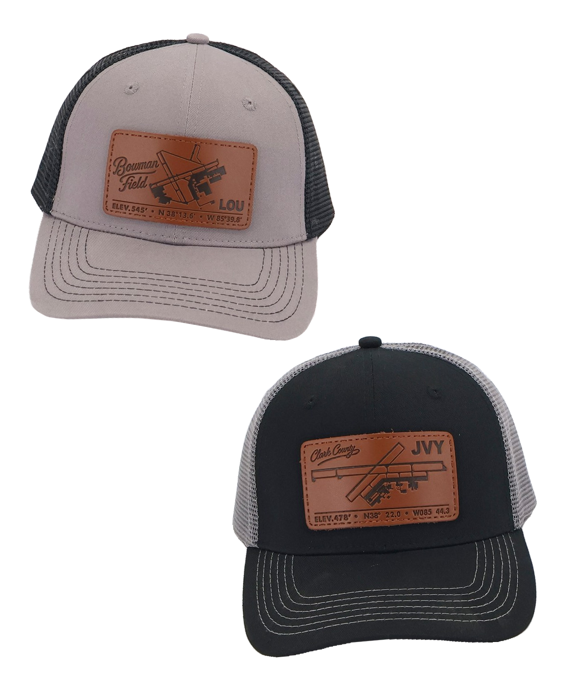 LOU Bowman Field and JVY Clark County airport diagram hats